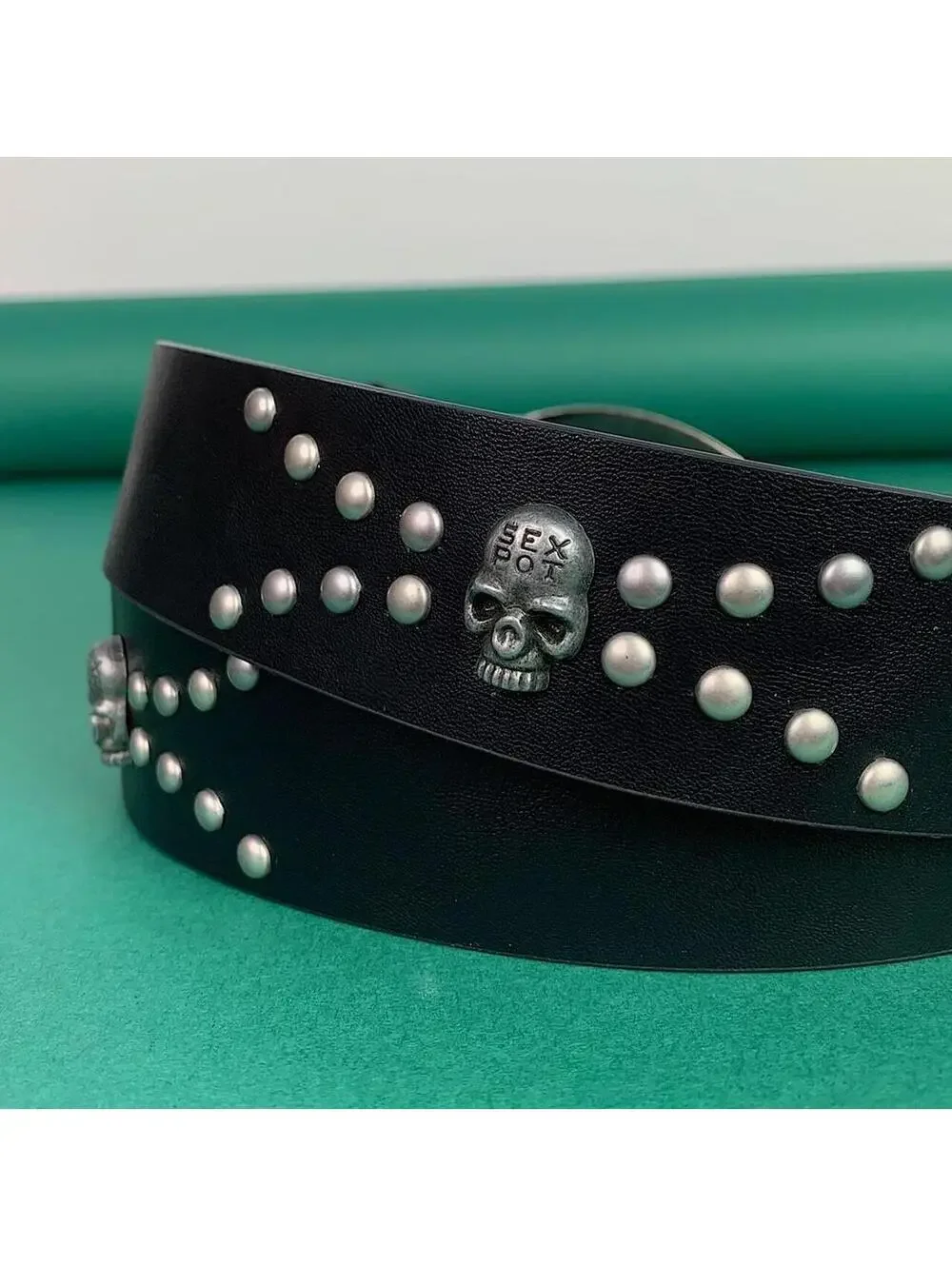 Y2k 2000s vintage style skeleton skull goth emo black belt